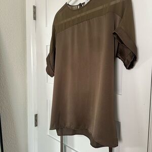 Brown Sheer Panel Blouse